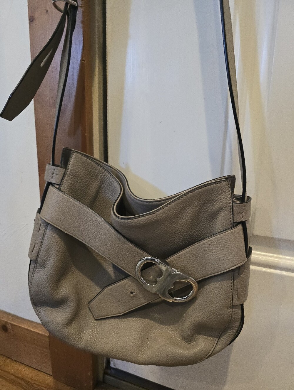 Tory Burch French Gray Gemini Belted Hobo Purse